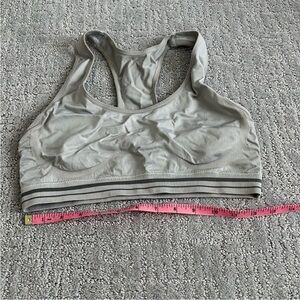 L white & Gray Ellie Racerback Sports Bra with Moisture-Wicking Fabric